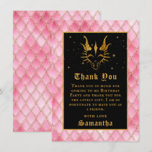 Carte De Remerciements Pink Dragon Scales Gold Faux Parties scintillant A