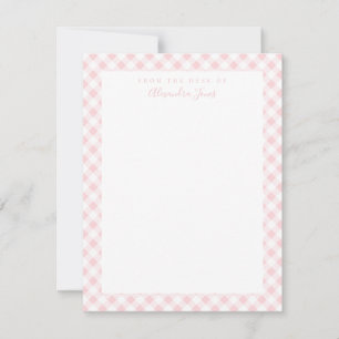 Carte De Remerciements Pink En vichy chèque Papier à lettres personnelles