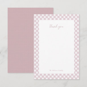 Carte De Remerciements Pink en vichy mignonette personnalisée bébé fille 
