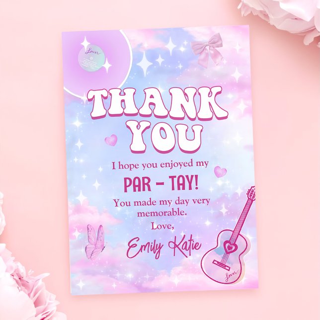 Carte De Remerciements Pink Eras fête d'anniversaire (Créateur téléchargé)