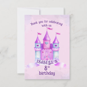 Carte De Remerciements Pink Fairytale Castle Lil' Princess Anniversaire