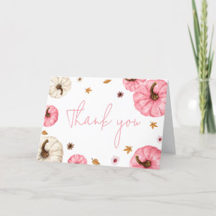 Carte De Remerciements Pink Fall Little Baby shower Citrouille