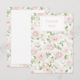 Carte De Remerciements Pink Floral Personalized Vintage 