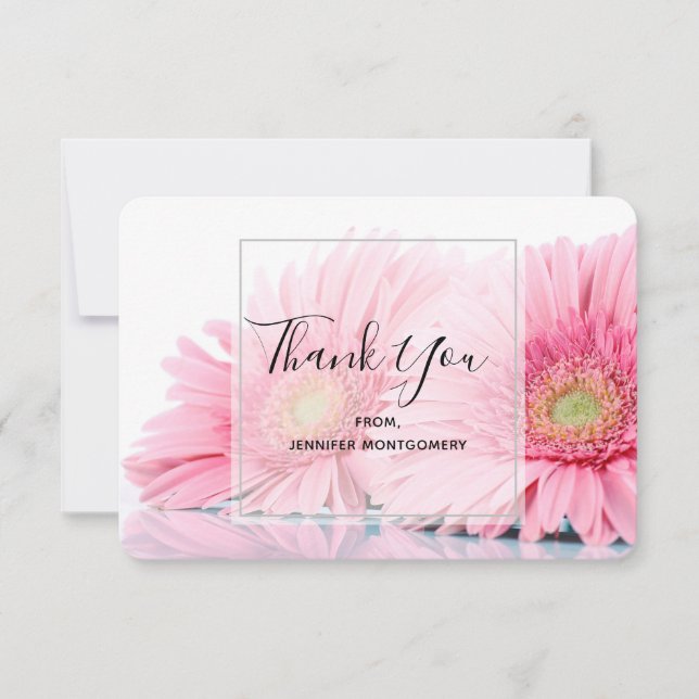 Carte De Remerciements Pink Gerbera Daisies Elegant Photo (Devant)