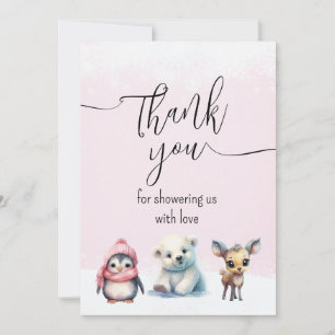 Carte De Remerciements Pink hiver froid à l'extérieur Baby shower fille