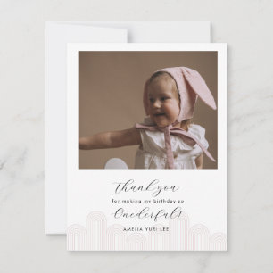Carte De Remerciements Pink Korean Dol photo de premier anniversaire merc