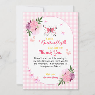 Carte De Remerciements Pink Little Butterfly Baby Shower Thank You Cards 