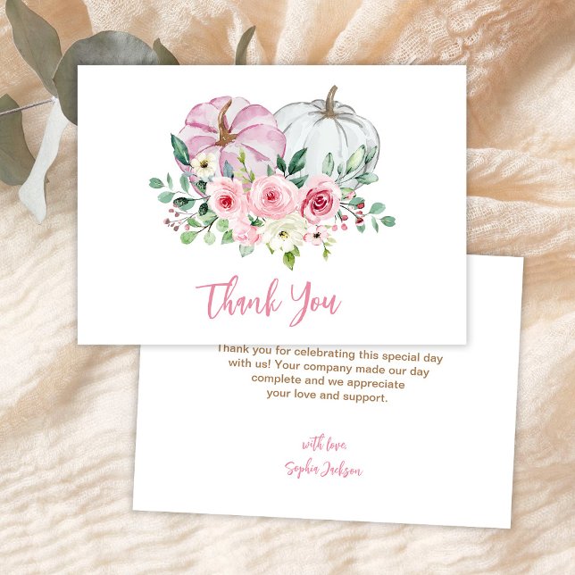 Carte De Remerciements Pink Little Pumpkin Baby Shower (Créateur téléchargé)