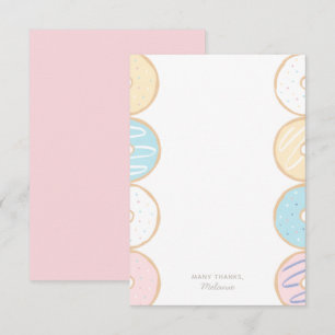 Carte De Remerciements Pink Pastel Donut fête d'anniversaire