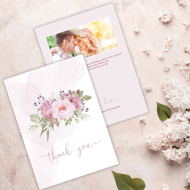 Carte De Remerciements Pink Peony Wedding Thank You Cards (Pink Peony Thank You Cards)