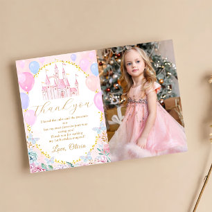 Carte De Remerciements Pink Princess Castle Girl Birthday Photo