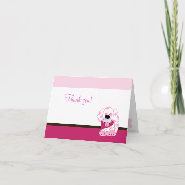 Carte De Remerciements Pink Puppy Dog (Devant)
