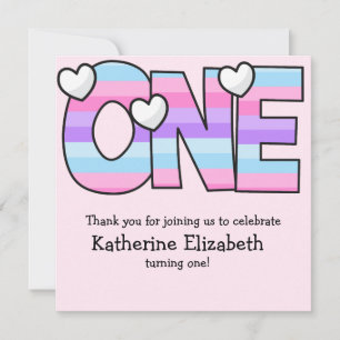 Carte De Remerciements Pink Purple Ombre Grille Coeurs Premier anniversai