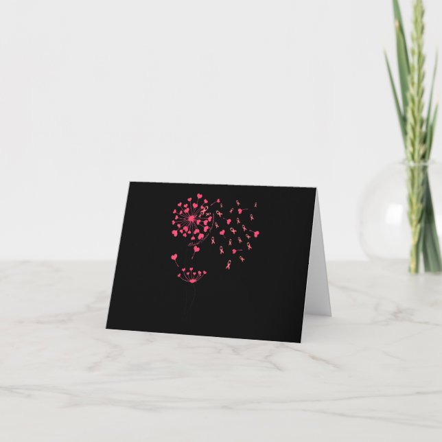 Carte De Remerciements Pink Ribbon Flower Dandelion Cancer du sein Reconn (Devant)