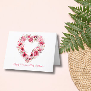 Carte De Remerciements Pink Rouge Floral Coeur personnalisé Saint Valenti