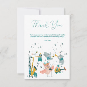Carte De Remerciements Pink Songbird avec Animal Band Anniversaire