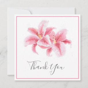 Carte De Remerciements Pink Stargazer Lys Aquarelle