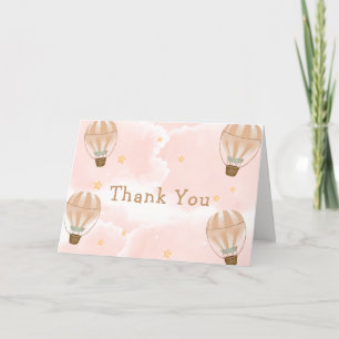Carte De Remerciements Pink Sweet Cloud Hot Air Baby shower