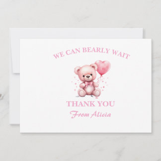 Carte De Remerciements Pink Teddy Bear Baby Shower