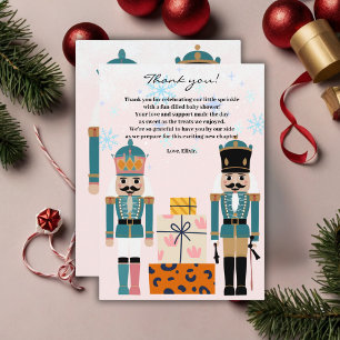 Carte De Remerciements Pink Winter Snowflakes Nutcracker Baby shower