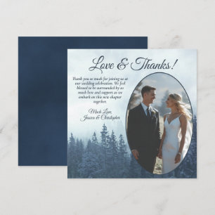 Carte De Remerciements Pins de montagne bleu brumeux Mariage rustique Pho