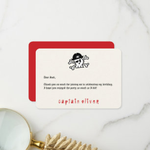 Carte De Remerciements Pirate Capitaine Anniversaire de enfant de crâne C