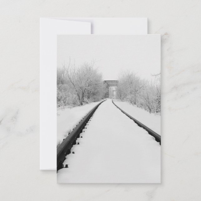 Carte De Remerciements Pistes des trains d'hiver (Devant)