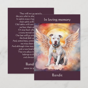Carte De Remerciements Pitbull Memorial Poem Ailes Ajouter un nom aquarel