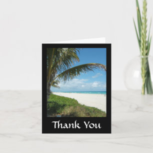 Carte De Remerciements Pittoresque Beach, branche de palmiers latéraux