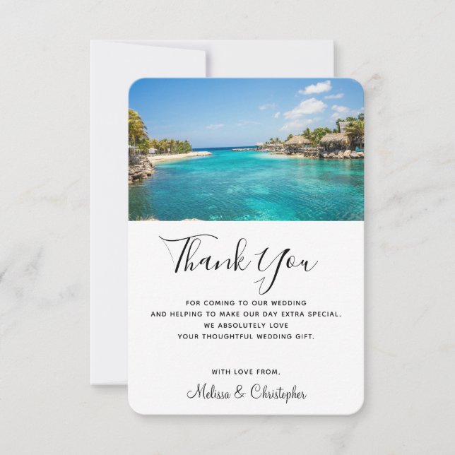 Carte De Remerciements Pittoresque Tropical Beach Resort Destination Mari (Devant)