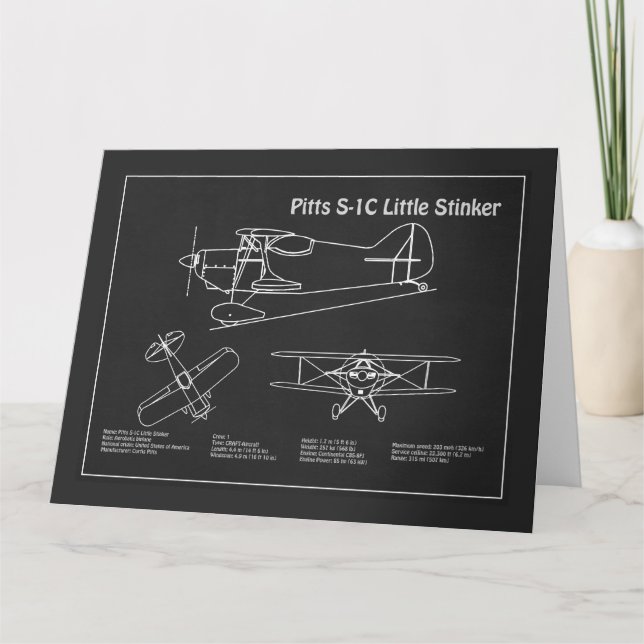 Carte De Remerciements Pitts S-1C - Plans de plan d'avion PD (Devant)