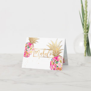 Carte De Remerciements PixDezines Aloha Ananas/Pink/Mahalo