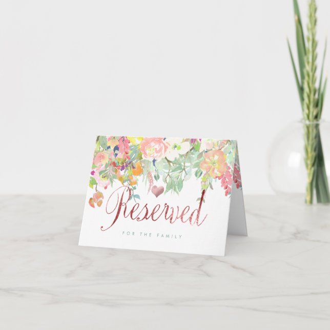 Carte De Remerciements PixDezines Aquarelle Florale/Panneau Réservé/Table (Devant)