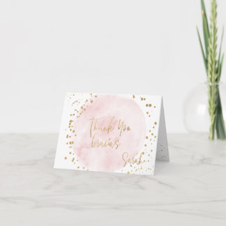 Carte De Remerciements PixDezines Aquarelle Rose Pâle Or Bat Mitzvah