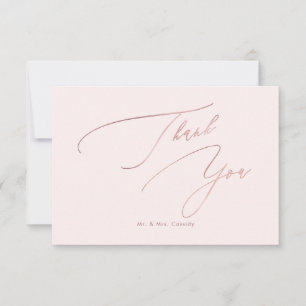 Carte De Remerciements PixDezines Elegant Luxe Calligraphie Rose Or