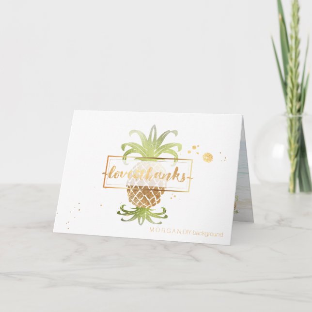 Carte De Remerciements PixDezines faux ananas or/merci (Devant)