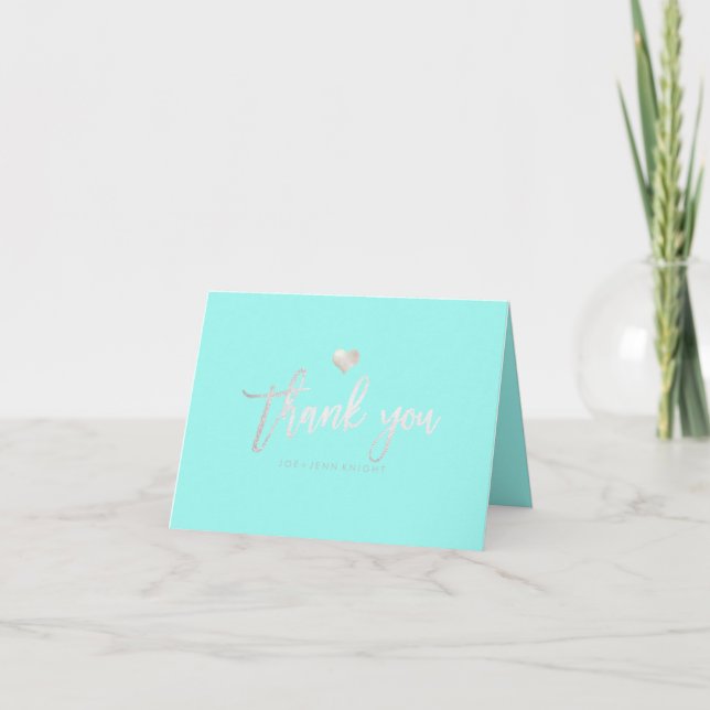 Carte De Remerciements PixDezines Faux Coeur d'argent/Merci/DO-IT-YOURSEL (Devant)