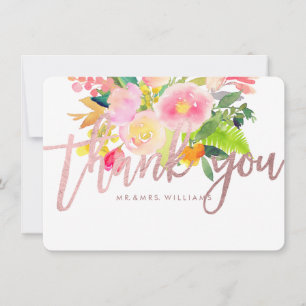 Carte De Remerciements PixDezines Merci/Floral/Aquarelle/Ressort