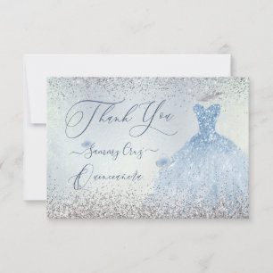 Carte De Remerciements PixDezines Quinceanera Robe Bleue Dusty