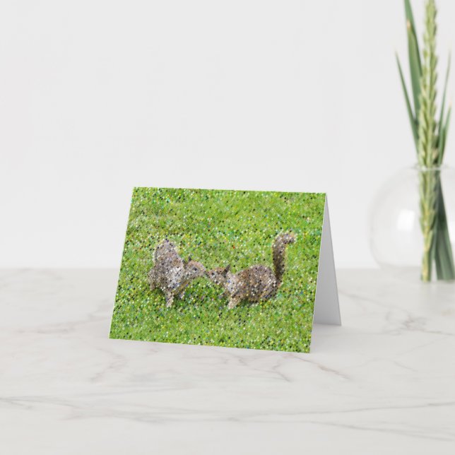 Carte De Remerciements Pixel Art - Deux écureuils (Devant)