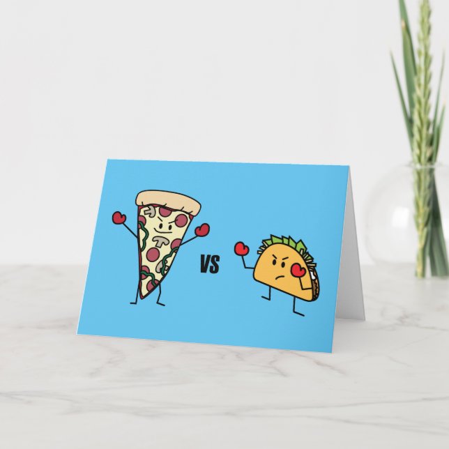 Carte De Remerciements Pizza de pepperoni CONTRE le taco : Mexicain (Devant)