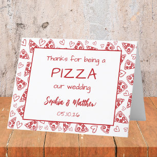 Carte De Remerciements Pizza mariage Rouge Italien Main Tirée Drôle