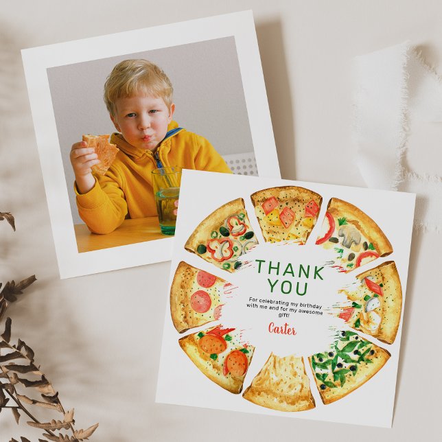 Carte De Remerciements Pizza photo moderne fête d'anniversaire (Créateur téléchargé)