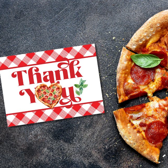Carte De Remerciements Pizza Rouge Blanc Thème (Créateur téléchargé)