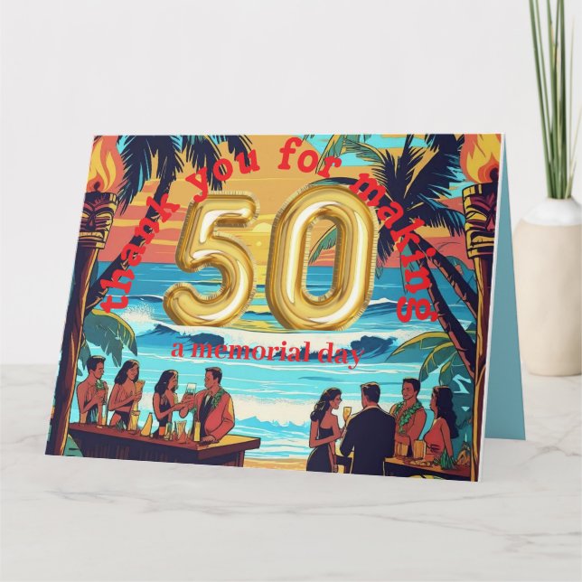 Carte De Remerciements plage de l'île tropicale tiki luau (Devant)