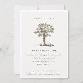 Carte De Remerciements Plage Palm Tree Dark Gold Fête des mariées Invitat