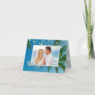 Carte De Remerciements Plage Photo Palms Chaîne LumMerci Mariage