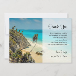 Carte De Remerciements Plage tropicale aux arbres balayés par le vent