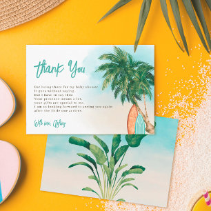 Carte De Remerciements Plage tropicale Bébé à bord baby shower de surf