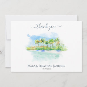 Carte De Remerciements *~* Plage tropicale exotique peinture AR7 Mariage